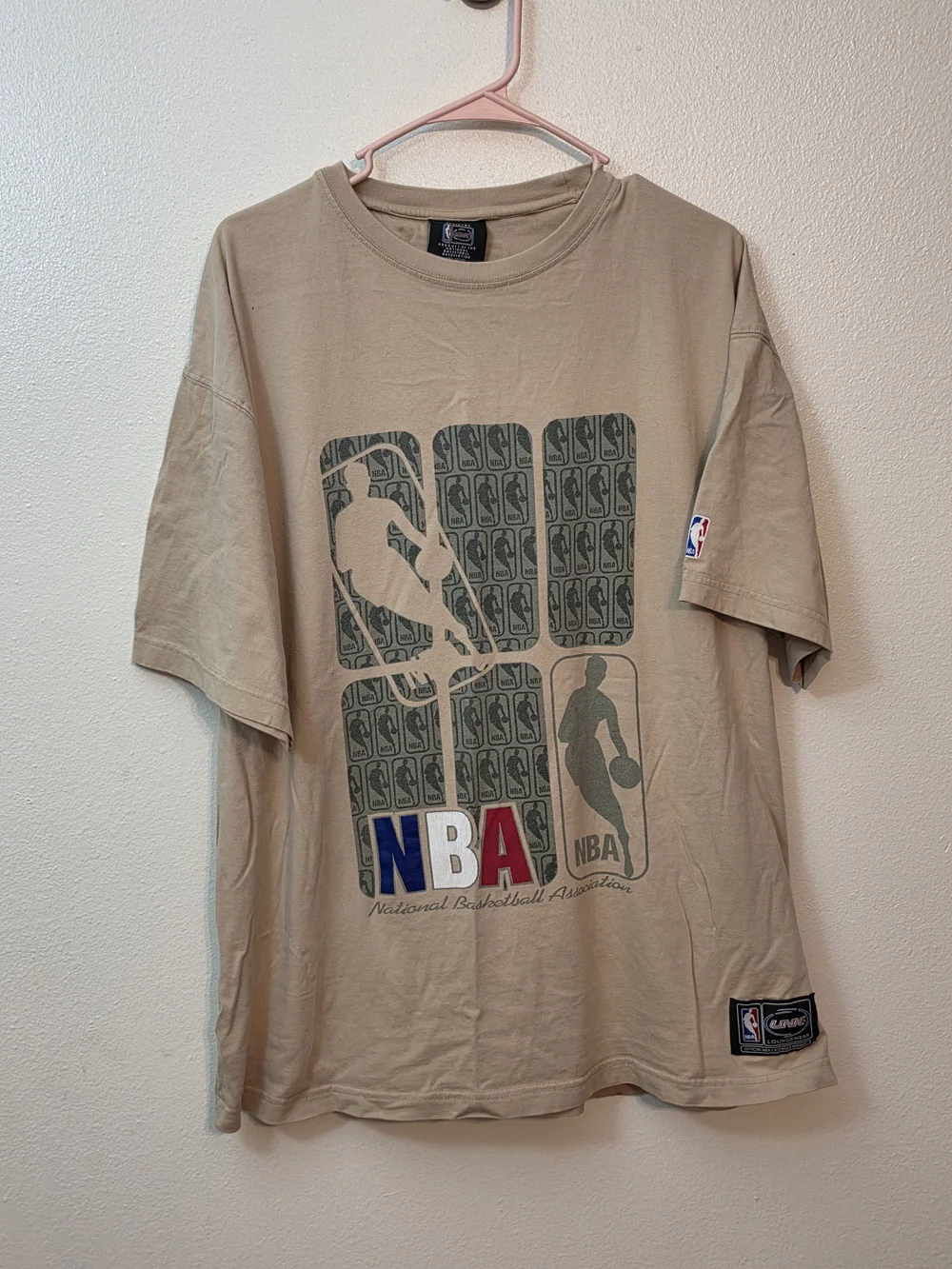 NBA Tan Short Sleeve Graphic Tee with Multicolor Logo